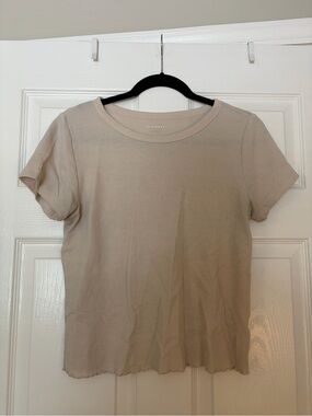 Old Navy Women's Short Sleeve Waffle Tee in Light Beige